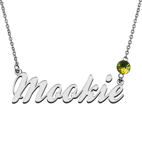 GR859C Personalized Charm Name Necklace with Birthstone for Best Friends Mookie