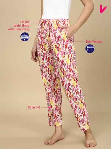 Image of PYNK by Lux Cozi Women's Cotton Printed Palazzo Pyjama Relaxed Lounge Pants | Super Soft Comfortable | Loungwear Pyjama Pant-Pack of 1