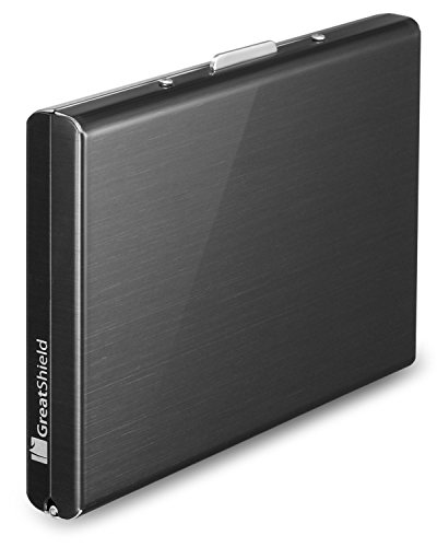 Preisvergleich Produktbild GreatShield RFID Blocking Karten Halter (Aluminium / Identität Protection) Visitenkarten Tasche / Karten Mappe / Börse / Card Holder / Beutel (Slots) für Frau / Mann - Schwarz