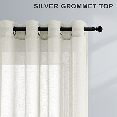 Cream Colored Curtains 72 Inches Long For Living Room 2 Panels Grommet Top Soft Draperies Semi Sheer Linen Textured Beige Curtains For Windows Farmhouse Bedroom Decor 52X72 Inch Length #TOP1