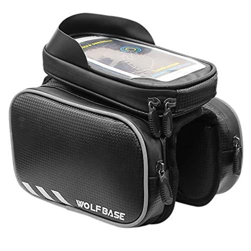 Dramlor Bike Front Frame Bag, Large Capacity, Waterproof, Sturdy Mountain Bicycle Front Top Tube Pouch Pannier Bike Phone Mount Holder Handlebar Bag With Touch Screen Cell Phone Case Holder #TOP1