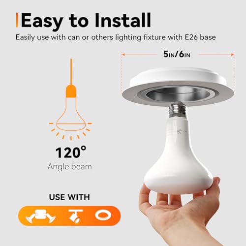 Image of TJOY 12 Pack BR30 Flood Light Bulb Indoor, Warm White Recessed Light Bulbs