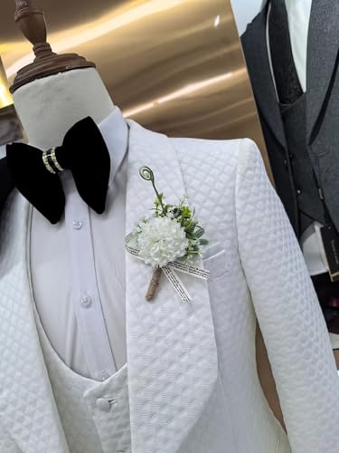 Men's 3 Piece Fashion Jacquard Tuxedo Set Blazer Jacket Vest Pant for Wedding Prom Dinner Party2