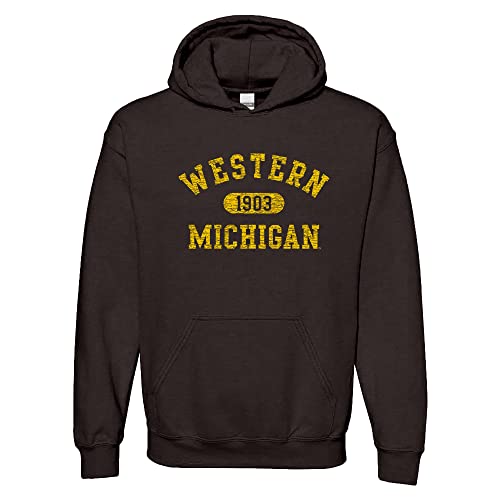 UGP Campus Apparel AH20 - Western Michigan Broncos Athletic Arch Hoodie - X-Large - Dark Chocolate