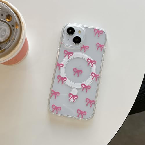 Coque iPhone 16 MagSafe transparente rose antichoc pour fille