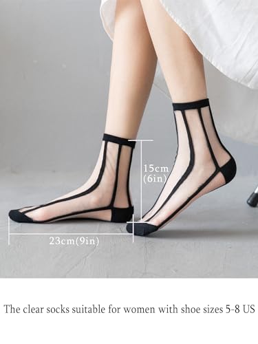 SOUTHRO 6 Pairs Sheer Mesh Socks for Women - Ankle High Transparent Tulle Socks4
