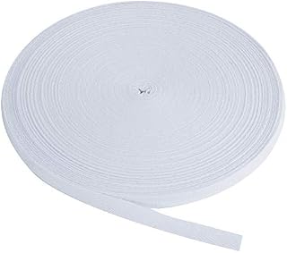 Berolle 50 Yards Natural Cotton Twill Tape Herringbone Tape Cotton Twill Webbing for Gift Wrapping Craft Home Decoration Sewing (White, 3/8")