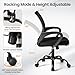OLIXIS Office Desk Chair - Ergonomic Mid Back with Lumbar Support & Rocking Mode, Height Adjustable with Fixed Armrest, Storage Back for Computer, Gaming, Conference, Meeting, 360° Swivel, Black