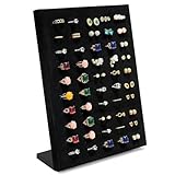 Homeanda Ring Display Tray - 50 Slot L-Shaped Velvet Jewelry Display for Earrings and Rings (Black)
