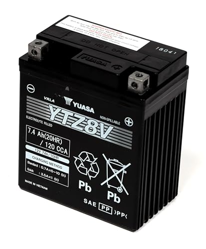Yuasa YTZ8V 12V 120 CCA Batería de moto AGM VRLA de alto rendimiento y libre de mantenimiento
