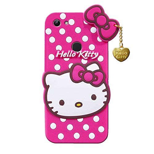Image of Unirock Hello Kitty Back Case Cover for Vivo Y81| 3D Cute Hello Kitty Case |Soft Silicone Rubber Back Cover with Pendant Kitty Cover for Vivo Y81 (Pink)