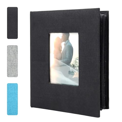 La mejor comparación de Albumes de fotos Top 10. 46 Album de Fotos, Grande Álbum para Fotos, Album de Recortes de 50 Hojas, Capacidad para 200 Fotos de 11x15 cm, Regalo de Aniversario para Bebe, Bodas, Familia (Negro)