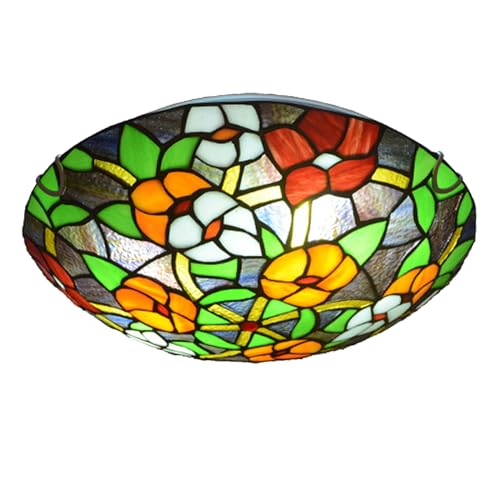 Suspension baroque en vitrail Tiffany vert 30 cm pour tamiser la lumière