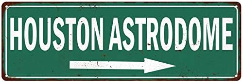 Houston Astrodome Sign Decoración de béisbol Vintage Ballpark Decoración Letreros de Estaño Placa de Arte de Pared Regalo Deportivo 6 x 18 Metal de