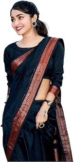 Women's Kanjivaram Soft Silk Saree For Wedding Banarasi Style Sari With Blouse Piece