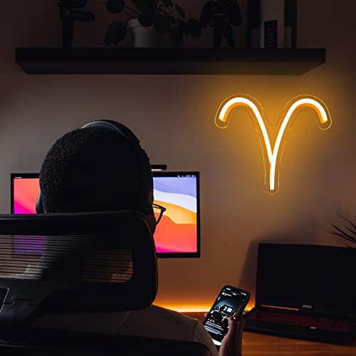 The Zodiac Horoscope Neon Sign, Aries LED Neon Signs for Wall Decor, Astrology Zodiac Horoscope Neon Lights Beautiful Spiritual, Birthday Party, Home Kids Room Decor Aries