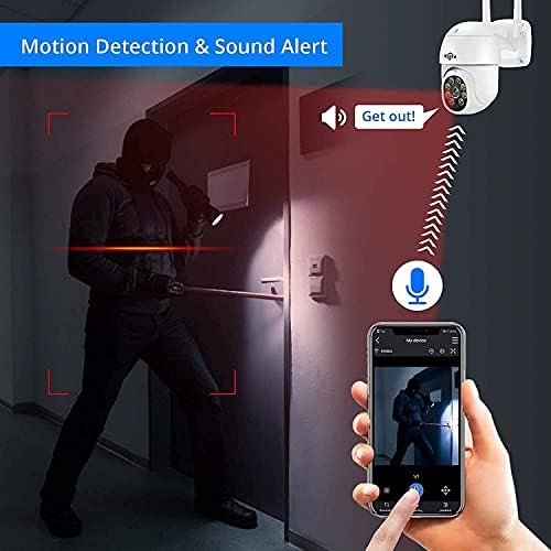 Hiseeu 2K+Auto Tracking Security Camera Outdoor with Color Night Vision, 3MP PTZ Digital Zoom Wifi Security Camera 360° View CCTV Camera with 2-Way Audio,Auto Cruise,Remote Access,IP66 Waterproof