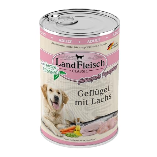 Landfleisch Dog Geflügel mit Lachs & Gartengemüse | 6X 400g