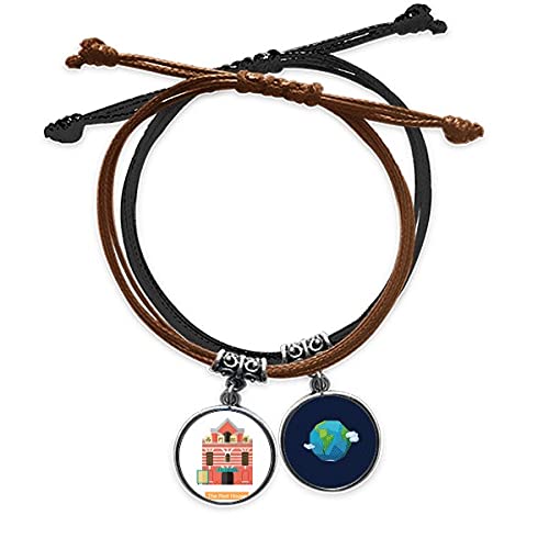 Pulsera de cuero Taiwán Casa Roja con cordón trenzado artesanal premium