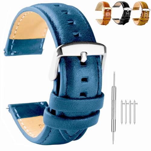 Spolife Cinturino in pelle universale con chiusura rapida, 18 mm/20 mm/22 mm, unisex da uomo (con strumento), 18 mm