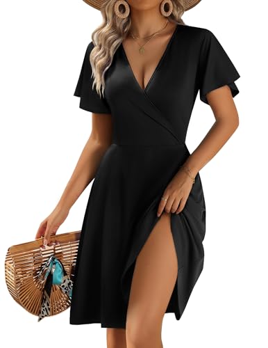 Image of Zeagoo Womens Summer Dresses Wrap V Neck Dress Floral A-Line Ruffle Sleeve Casual Sundress with Pockets 2026