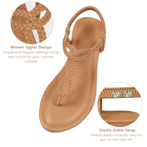 Image of zeetoo Women's Flat Sandals Summer T-StrapThong Bohemian Casual Comfortable Dressy Sandals for Women