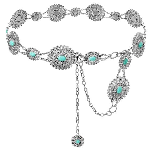 Image of Women's Concho Chain Belt Western Cowgirl Metal Waist Chain Belt for Dress