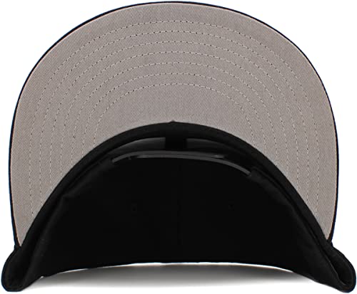 Image of KBETHOS Classic Snapback Hat Blank Cap Underbrim Cotton Wool Blend Flat Visor Adjustable Unisex