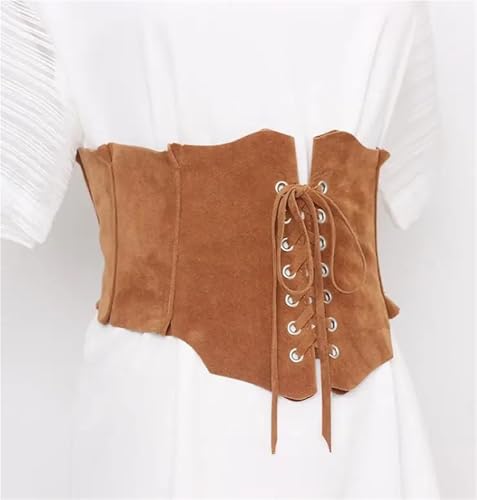 Women's Faux Suede Leather Bandage Cummerbunds Female Dress Corsets Waistband Belts Decoration Wide Belt2