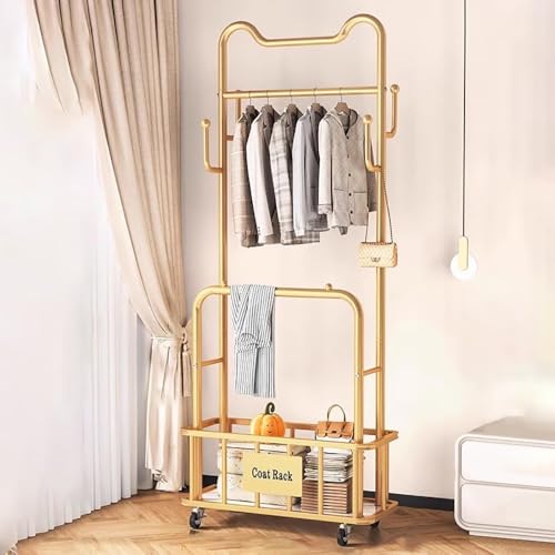 angroups Perchero Burro, Colgador de Ropa con Ruedas, Vestidores Armarios Abiertos Ropero con 1 Barra y Ganchos, Multifuncional Perchero de Pie (Blanco, 60/80 cm)