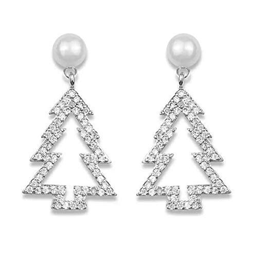 Preisvergleich Produktbild JKLBNM Weihnachtsbaum-Armreif Tropfenohrringe Imitationsperlen Langarm-Armreif Ohrringe Weihnachtsschmuck für Frauen Mädchen
