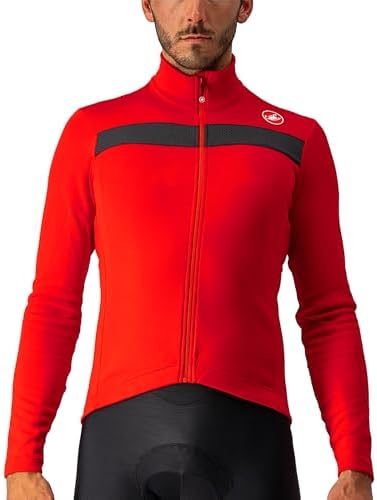 CASTELLI Men's Puro 3 Jersey FZ, Fleece Insulated Long Sleeve Zip Up with High Collar for Road and Gravel Biking I Cycling
