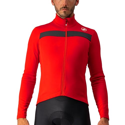 CASTELLI Men's Puro 3 Jersey FZ, Fleece Insulated Long Sleeve Zip Up with High Collar for Road and Gravel Biking I Cycling