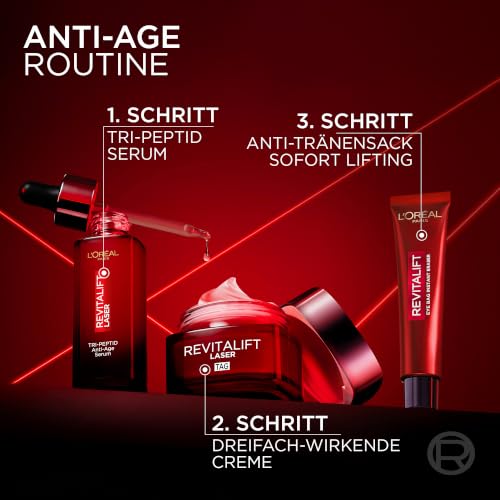 L'Oréal Paris Anti-Tränensack Sofort Lifting – Effektiv gegen Tränensäcke, Fältchen und Schwellungen – strafft und glättet in nur 15 Minuten – Revitalift Laser, Anti-Eye Bag, Anti-Aging, 1 x 15 ml