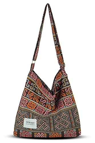 Image of Hobo Crossbody Bag for Women - Large Cotton Tote Shoulder Purse | Adjustable Strap