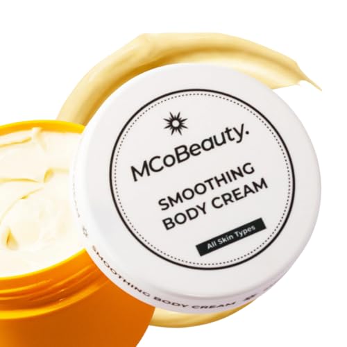 MCoBeauty - Everyday Smoothing Body Cream - With Caffeine, Cacao Extract, Shea Butter, and Coconut Oil, Vegan, Cruelty Free Cosmetics - Warm Pistachio & Sandalwood Scent - Stocking Gifts