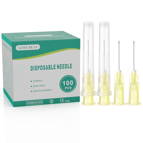 GODCREAT - 100 Pack 30Ga 1/2 Inch(13mm) Injection Needle Sterile Disposable for Lab Supplies, Pet, Poultry, and Industrial Dispensing