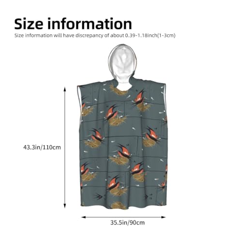 Poncho à capuche imprimé hirondelle en graphite pour adulte - 5