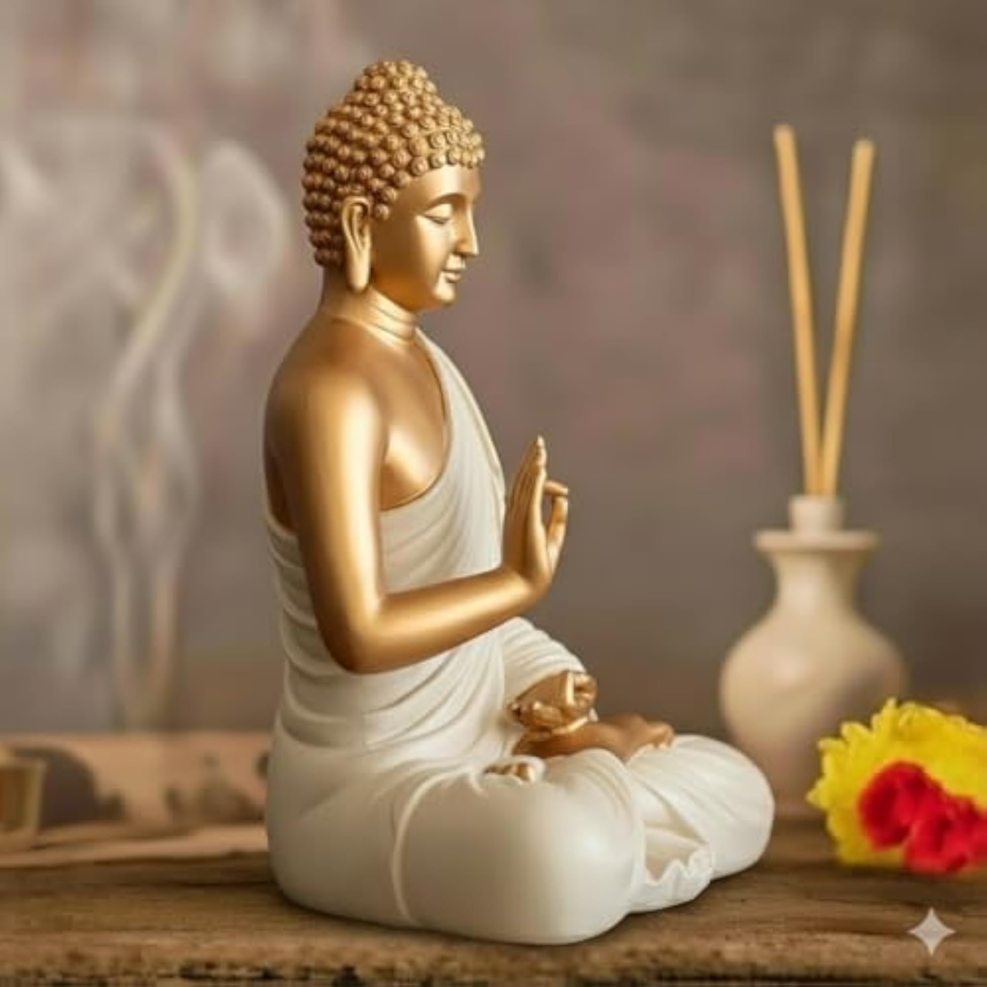 24-Inch Golden Meditating Buddha Statue, Premium Decor