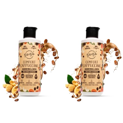 Image of Bath&Bathe Comfort Cappuccino Body Wash Shower Gel | Coffee & Cashew Milk Infused Body Cleanser | 100% Vegan, Natural, Sulfate-Free | Deep Hydration, Allantoin-Soothing, 250 ml- Pack of 2