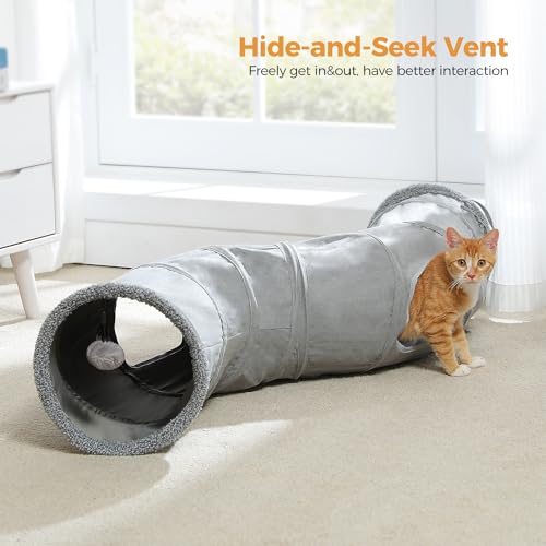 Image of PAWZ Road Cat Tunnel Collapsible S Shape Cat Tunnels for Indoor Cats Cat Play Tube 51 Inches Long 10.5 Inches in Diameter