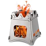 Herui Stainless Steel Picnic Stove For Wood Burning Camping Portable Folding Cooking Stove Alcohol Burner Pocket Stove for Outdoor Backpacking Hiking Traveling Picnic BBQ