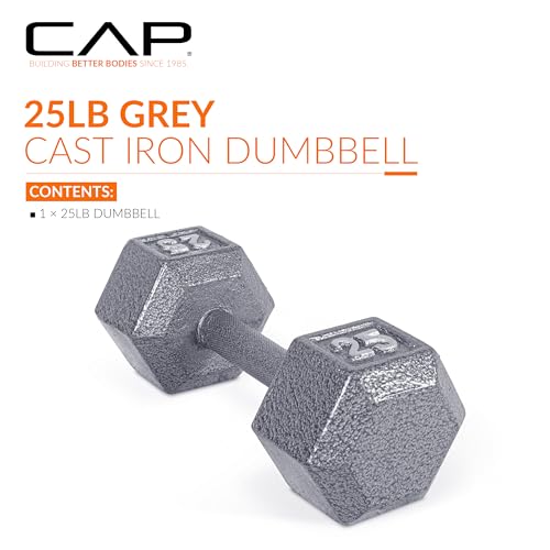 CAP Barbell Cast Iron Hex Dumbbell, Single, 25 lb