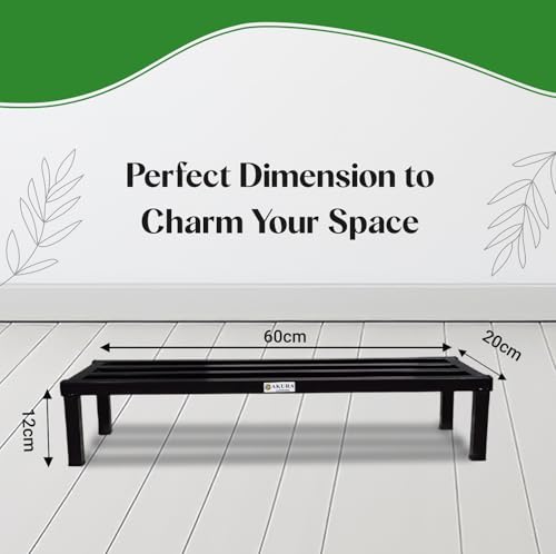 Image of AKURA, Single Step Delight Compact Metal Gardening Stand /Planter Stand for Indoor and Outdoor Plant Pots (Size: W-60cm x D-20 cm x 12 cm ; Colour : Black) Set of 4