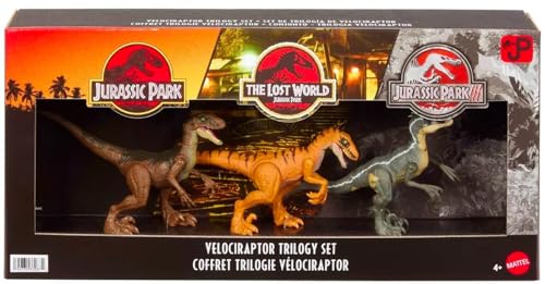 MAGNETOE Jurassic Velociraptor Trilogy Set, 3 Action Figures with Attack