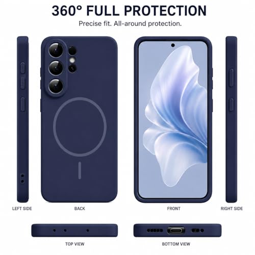 Image of DIZORO Microfiber Candy Case Compatible for Samsung S26 Ultra 5g Magnetic Silicone Case, Compatible with MagSafe Shockproof, Anti-Scratch Soft Non-Slip Full Body Protective Back Cover (New Blue)