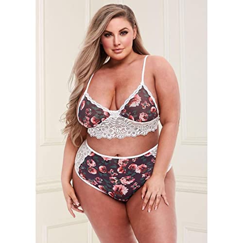 Ensemble soutien-gorge floral gris Baci en dentelle de qualité supérieure