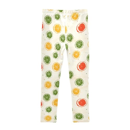Retro Lemon Simple Prints Girls Leggings Soft Comfortable Athletic Leggings Dancing Pants for 4-10 Years2