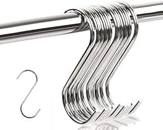 Olakin S Hooks[10 Pack], S Shaped Hooks for Hanging, S-Shaped Stainless Steel Hooks, for Kitchen and Bedroom Utensils, Coffee Cups, Clothes, Towels in Kitchen, Bathroom, Etc(Silver)