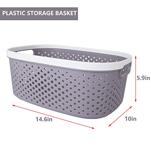 JiatuA Plastic Storage Baskets with Handles Cube Basket Shower Caddy Portable Storage Bins Organizer for Household Storage, Bedroom, Bathroom and Kitchen, Gray - Thumbnail 6